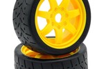 Powerhobby PHT5101-Yellow   1/8 Gripper 42/100 Belted Mounted Tires 17mm Yellow