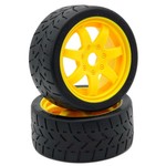 Power Hobby PHT5101-Yellow   1/8 Gripper 42/100 Belted Mounted Tires 17mm Yellow