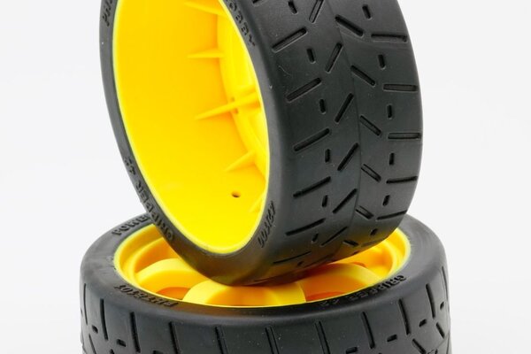 Powerhobby PHT5101-Yellow   1/8 Gripper 42/100 Belted Mounted Tires 17mm Yellow