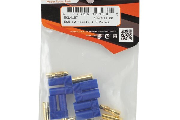 Maclan Racing HADMCL4157    MCL4157  Maclan EC5 Connectors (2 Female + 2 Male)