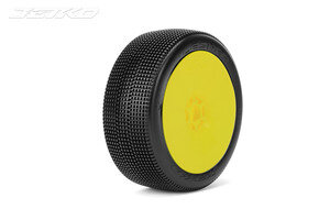 Jetko Tires JKO1004DYSSG   1/8 Buggy Tires Mounted on Yellow Dish Rims, Super