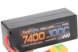 Powerhobby PHB4S7400100CXT90HCS  4S 14.8V 7400MAH 100C w/ XT90 Hard Case