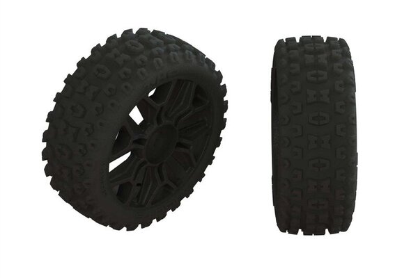 ARRMA ARA550088   '2HO' Tire Set Glued Gun Metal (2)
