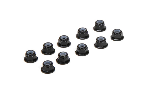 TLR (Team Losi Racing) TLR336005  M3 Flanged Aluminum Lock Nuts, Black (10)