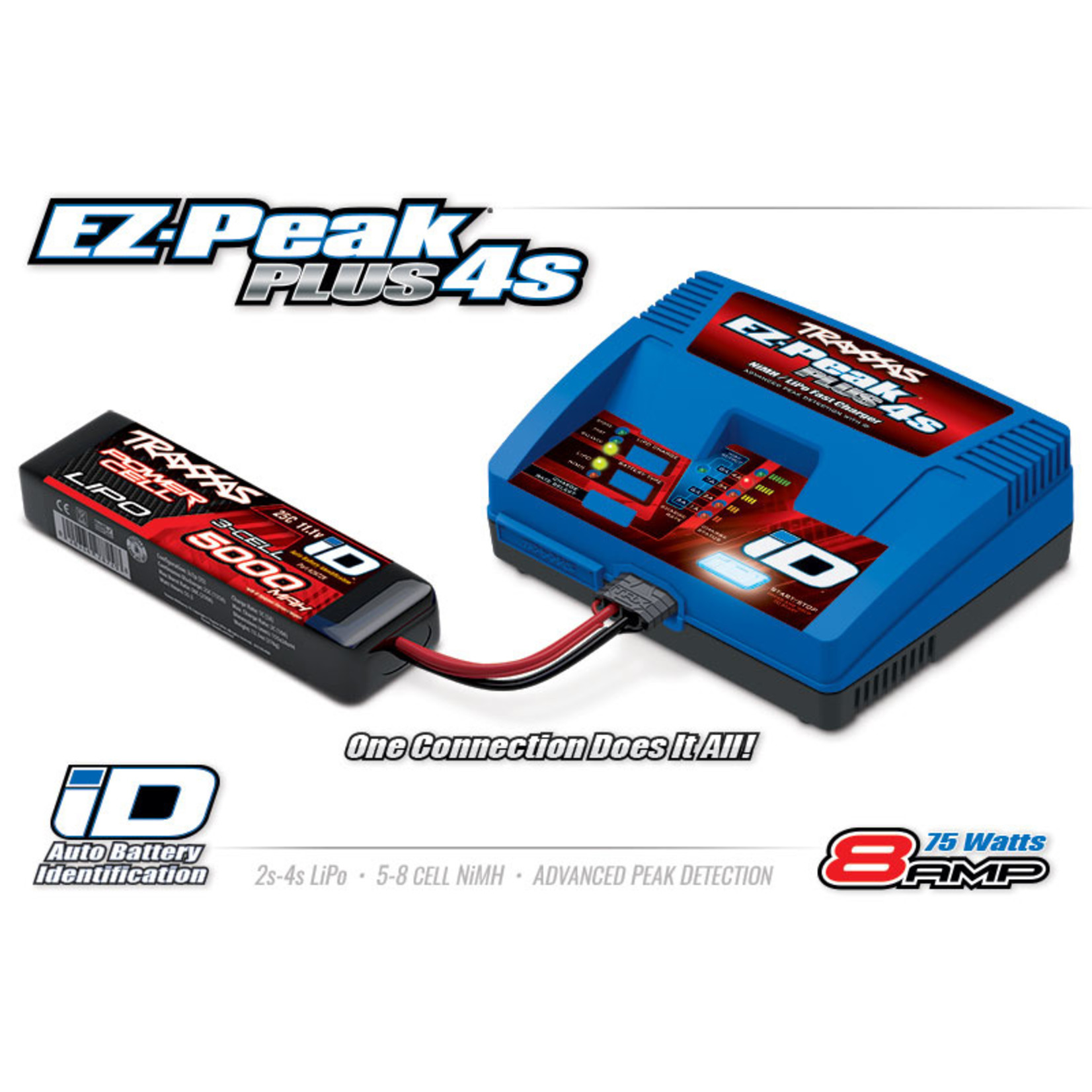 Traxxas 2981 Charger, EZ-Peak® Plus 4s, 8 amp, NiMH/LiPo with iD® Auto Battery Identification