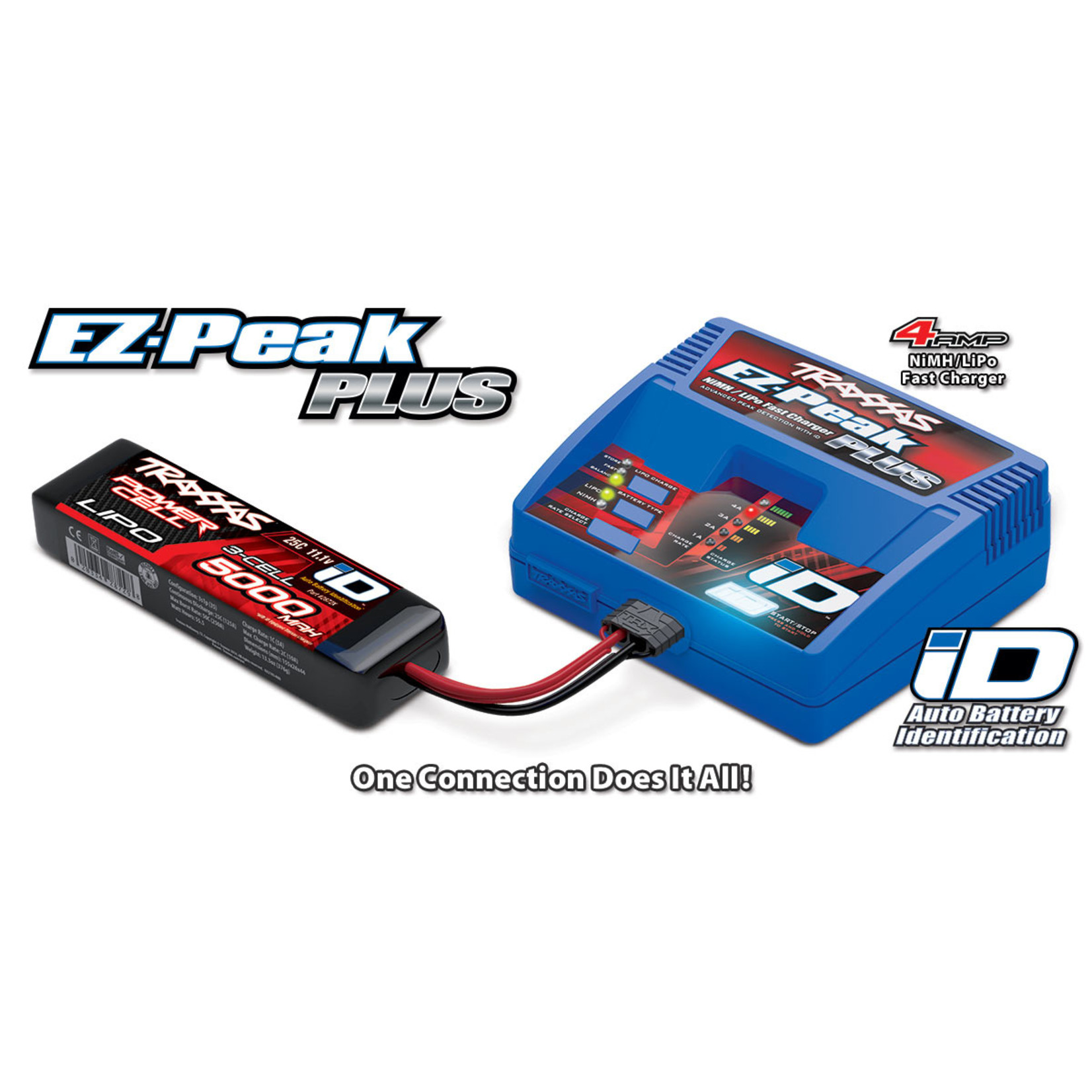 Traxxas Charger, EZ-Peak Plus, 4 amp, NiMH/LiPo with iD Auto Battery Identification