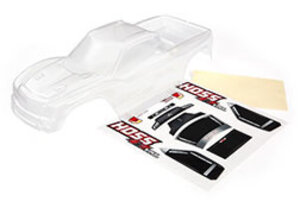 Traxxas 9011 Body, Hoss® 4X4 (clear, requires painting)/ window, grille, lights decal sheet