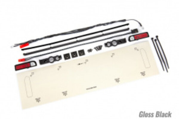 Traxxas 9497 LED lights, tail lights (red)/ power harness/ tail light housings (left & right)/ tailgate trim (black)/ zip ties (3)