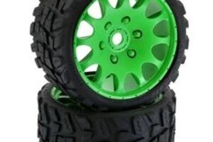 Powerhobby PHBPHT1141SGREEN   Raptor Belted Monster Truck Tires / Wheels w