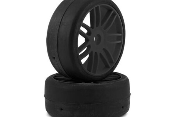 GRP GRPGTXO2-R1  Slick Belted Pre-Mounted 1/8 Buggy Tires (Black) (2) (R1)
