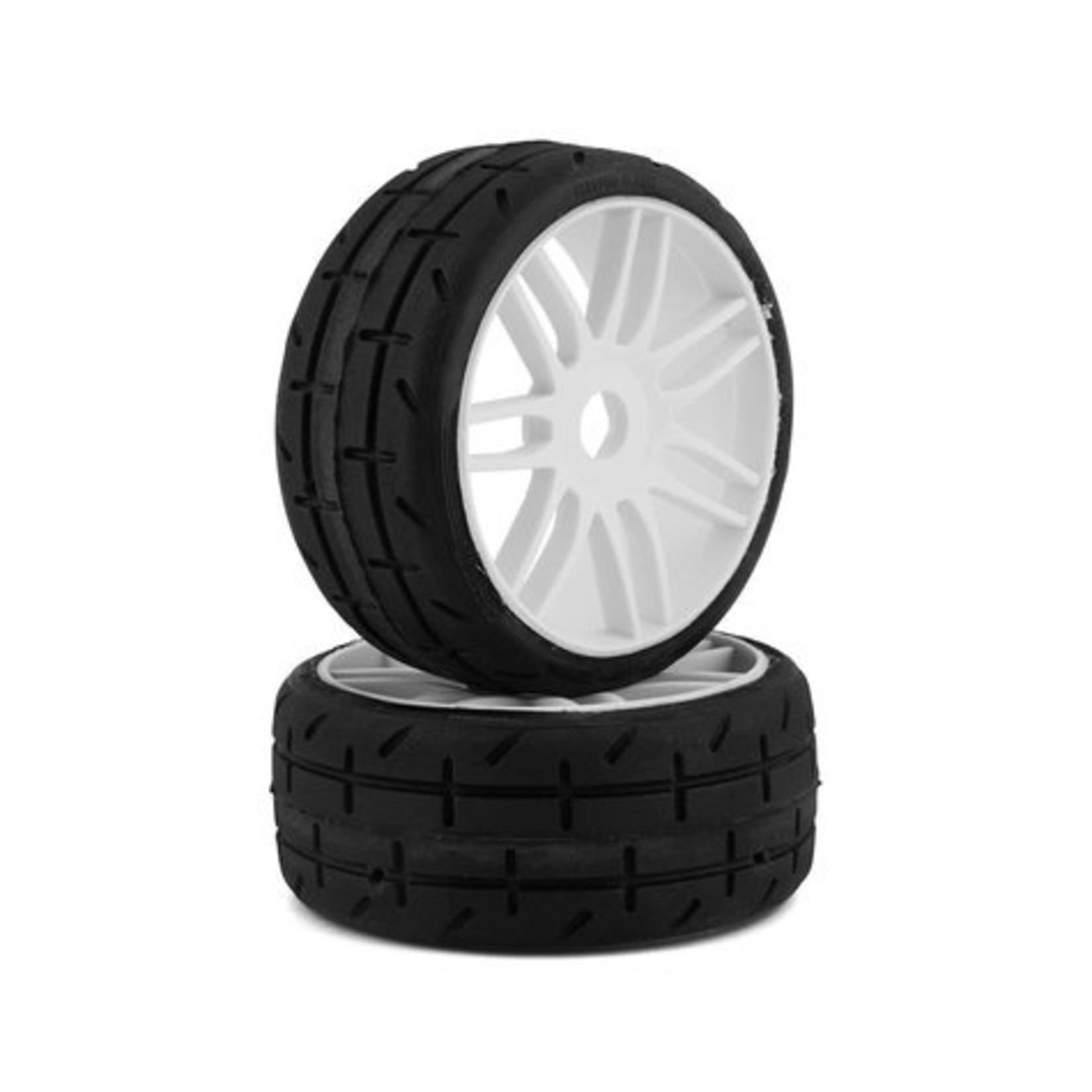 GRP GRPGTH01-R01  GTH01-R1 Revo Belted Pre-Mounted 1/8 Buggy Tires (White) (2) (R1)