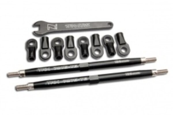 Traxxas 5338A Toe links, Revo® (TUBES 7075-T6 aluminum, black) (128mm, fits front or rear) (2)/ rod ends, rear (4)/ rod ends, front (4)/ wrench (1)