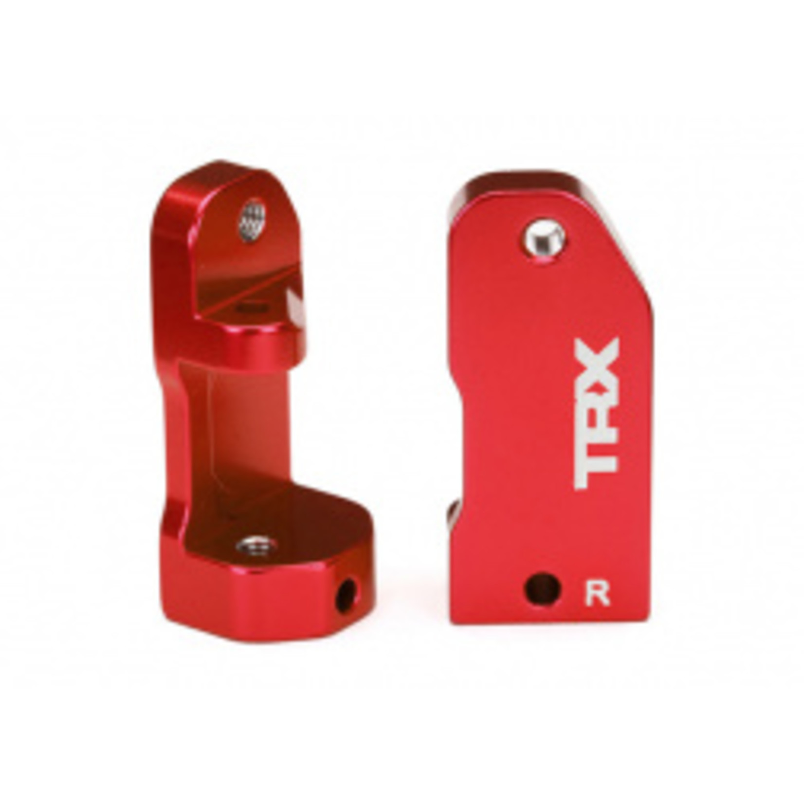 Traxxas 3632X Caster blocks, 30-degree, red-anodized 6061-T6 aluminum (left & right)/ suspension screw pin (2)