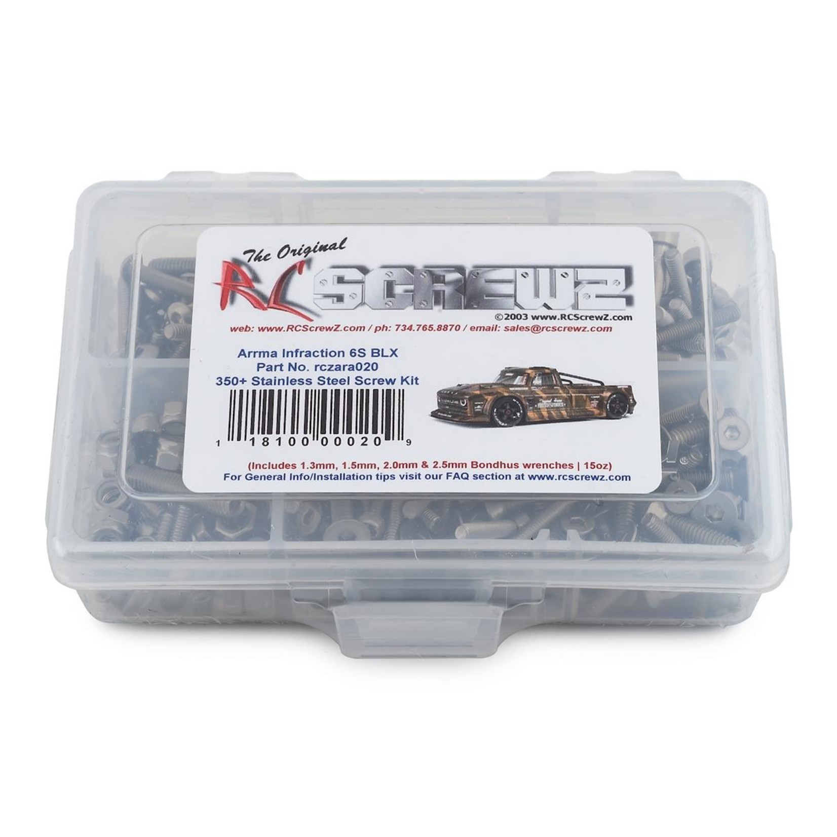 RCScrewz ARA020  RC Screwz Arrma RC Infraction 6S BLX Stainless Steel Screw Kit