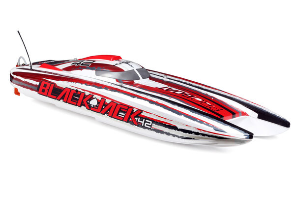 ProBoat PRB08043T2 Blackjack 42" 8S Brushless Catamaran RTR: White/Red