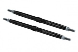 Traxxas 5143A Toe links, T-Maxx®/E-Maxx (TUBES black-anodized, 7075-T6 aluminum, stronger than titanium) (124mm, rear) (2)/ rod ends (4)/ aluminum wrench (1) (For T-Maxx®/E-Maxx models w/sealed pivot ball suspension & 3.8' wheels)