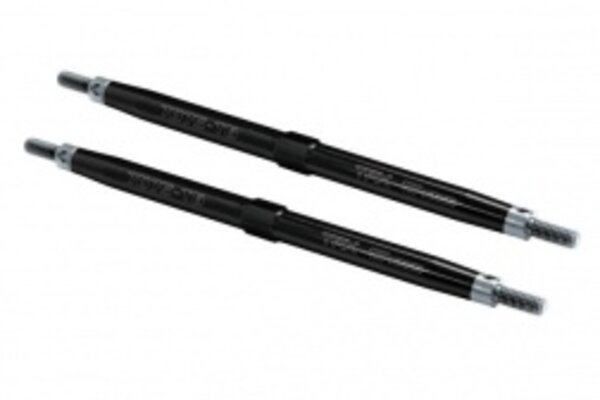 Traxxas 5143A Toe links, T-Maxx®/E-Maxx (TUBES black-anodized, 7075-T6 aluminum, stronger than titanium) (124mm, rear) (2)/ rod ends (4)/ aluminum wrench (1) (For T-Maxx®/E-Maxx models w/sealed pivot ball suspension & 3.8' wheels)