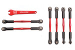 Traxxas 5539X Turnbuckles, aluminum (red-anodized), camber links, 58mm (4)/ front toe links, 61mm (2) (assembled with rod ends and hollow balls)/  aluminum 5mm wrench (red-anodized)