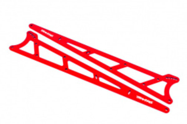 Traxxas 9462R Side plates, wheelie bar, red (aluminum) (2)