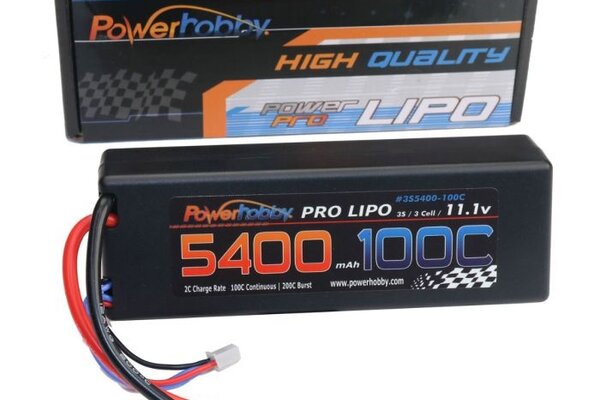 Powerhobby PHB3S5400MAH100CEC5HC  3S 11.1V 5400MAH 100C W/ EC5 Hard Case