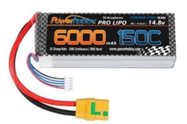 Powerhobby PHB4S6000150CXT90EX  4S 14.8V 6000MAH 150C-300C w/ Extreme