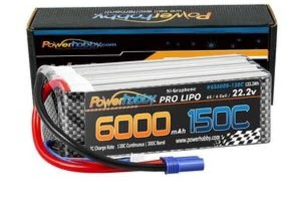 Powerhobby PHB6S6000150CEC5  XTREME 6S 22.2V 6000mAh 150C-300C LiPo Battery w/ EC5