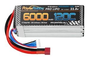 Powerhobby PHB6S6000120CDNS  6S 22.8V 6000mAh 120C Graphene + HV LiPo Battery w/ Deans