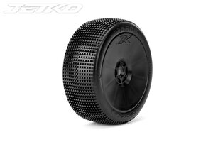 Jetko Tires 1003DBSSG  Marco 1/8 Buggy Tires Mounted on Black Dish Rims, Super Soft (2)