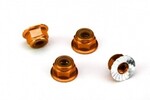 Traxxas 1747T Nuts, aluminum, flanged, serrated (4mm) (orange-anodized) (4)