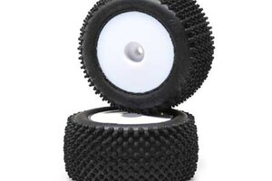LOSI LOS41013  Pin Tires, Rear, Mounted, White (2): Mini-T 2.0