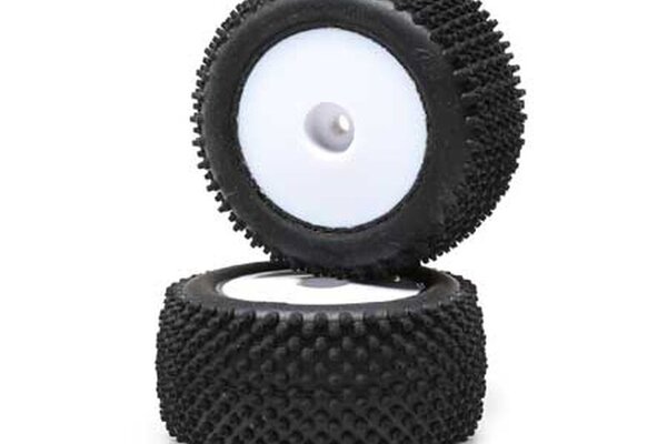 LOSI LOS41013  Pin Tires, Rear, Mounted, White (2): Mini-T 2.0