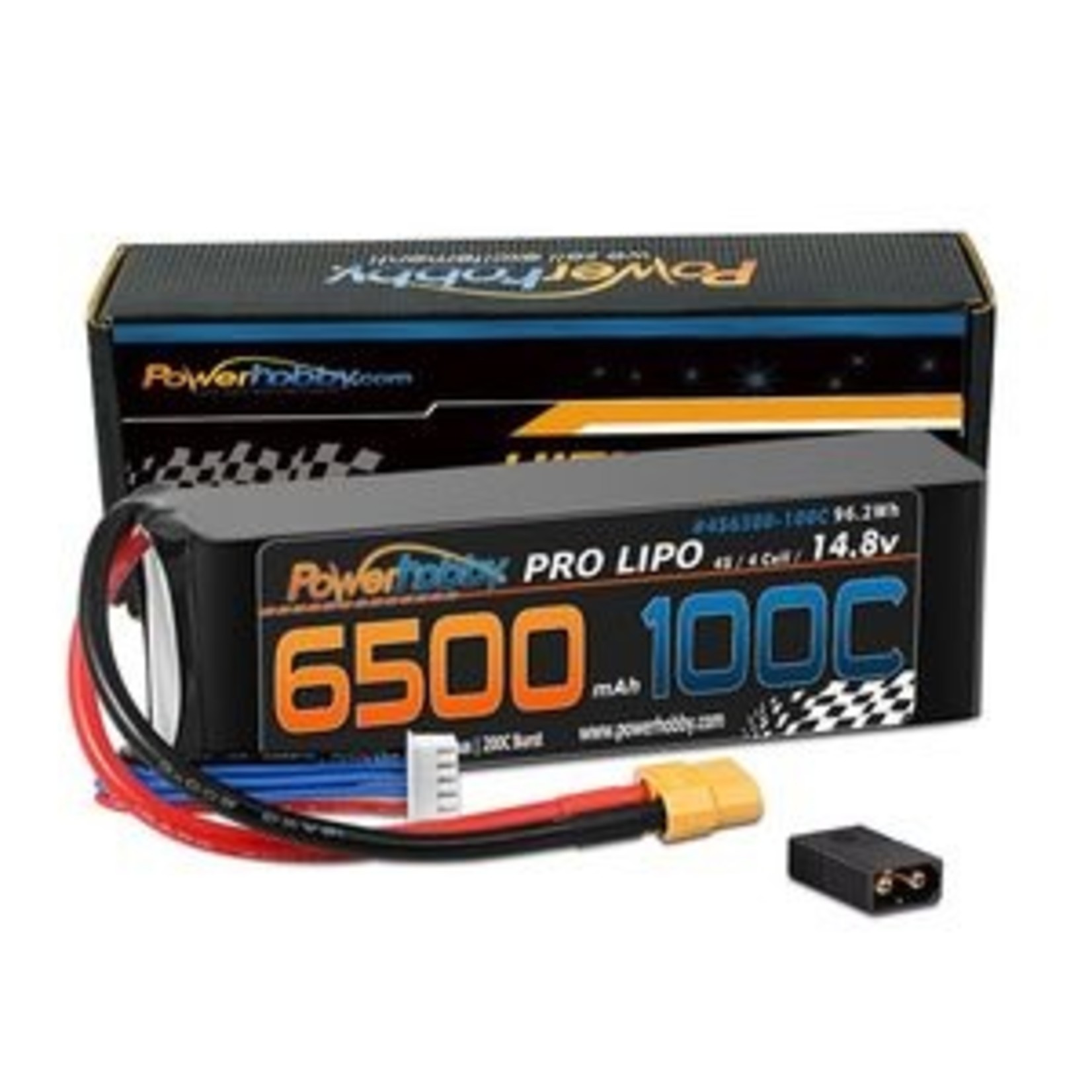 Power Hobby PHB4S6500100CXT60APT  4s 14.8v 6500mah 100c Lipo Battery w XT60 Plug +  Adapter