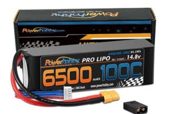 Powerhobby PHB4S6500100CXT60APT  4s 14.8v 6500mah 100c Lipo Battery w XT60 Plug +  Adapter