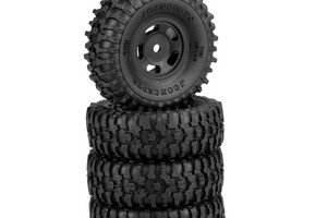 J Concepts JCO402335911 Tusk 1.0" Tires, Gold Compound, Pre-Mounted, Black 3431B Glide 5 Wheel, Fits Axial SCX24
