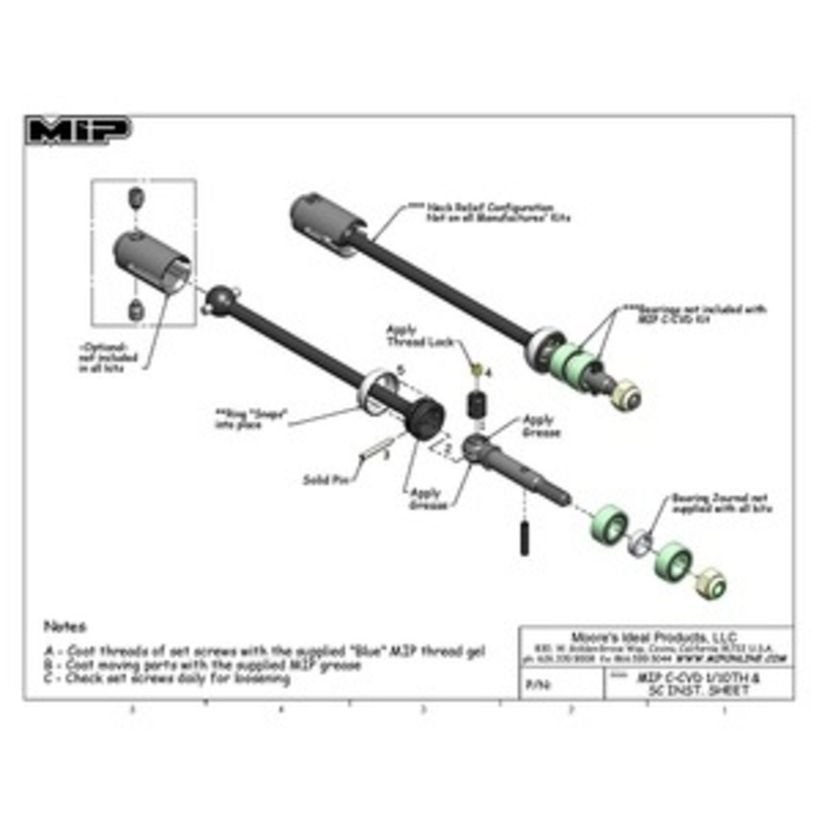 MIP - Moore's Ideal Products MIP8106  C-CVD Kit for Slash/Nitro Rustler and Stampede