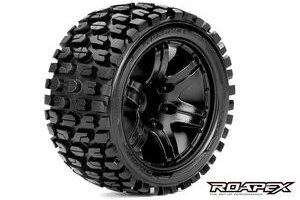 Roapex R/C ROPR2002-B2  Tracker 1/10 Stadium Truck Tire Black Wheel with 1/2
