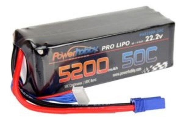 Powerhobby PHB6S5200MAH50CEC5  6S 22.2V 5200MAH 50C W EC5
