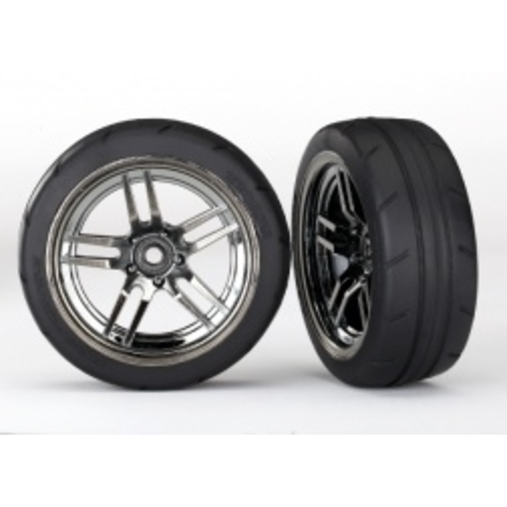 Traxxas 8373 Tires and wheels, assembled, glued (split-spoke black chrome wheels, 1.9' Response tires) (front) (2)
