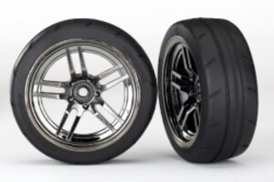 Traxxas 8373 Tires and wheels, assembled, glued (split-spoke black chrome wheels, 1.9' Response tires) (front) (2)