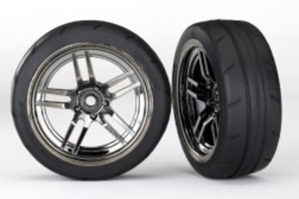 Traxxas 8373 Tires and wheels, assembled, glued (split-spoke black chrome wheels, 1.9' Response tires) (front) (2)