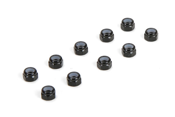 TLR (Team Losi Racing) TLR336004  M3 Aluminum Lock Nuts, Black (10)