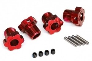 Traxxas 8654R Wheel hubs, splined, 17mm (red-anodized) (4)/ 4x5 GS (4)/ 3x14mm pin (4)