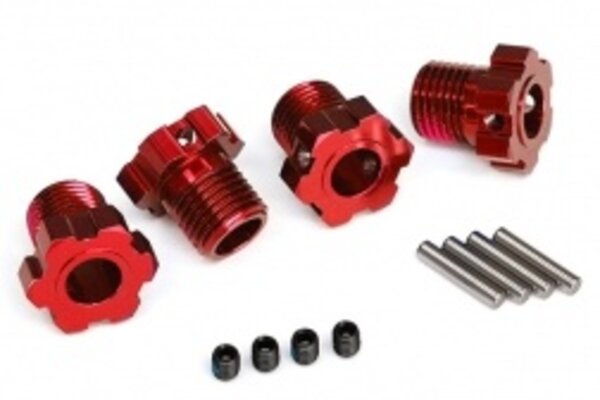 Traxxas 8654R Wheel hubs, splined, 17mm (red-anodized) (4)/ 4x5 GS (4)/ 3x14mm pin (4)