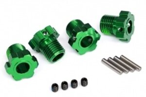 Traxxas 8654G Wheel hubs, splined, 17mm (green-anodized) (4)/ 4x5 GS (4)/ 3x14mm pin (4)