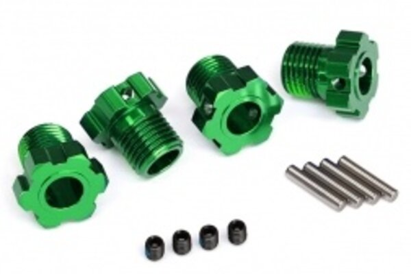 Traxxas 8654G Wheel hubs, splined, 17mm (green-anodized) (4)/ 4x5 GS (4)/ 3x14mm pin (4)