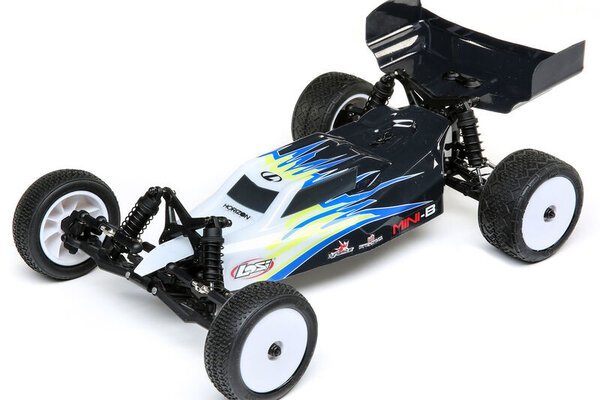 LOSI LOS01016T2   1/16 Mini-B 2WD Buggy Brushed RTR, Black/White