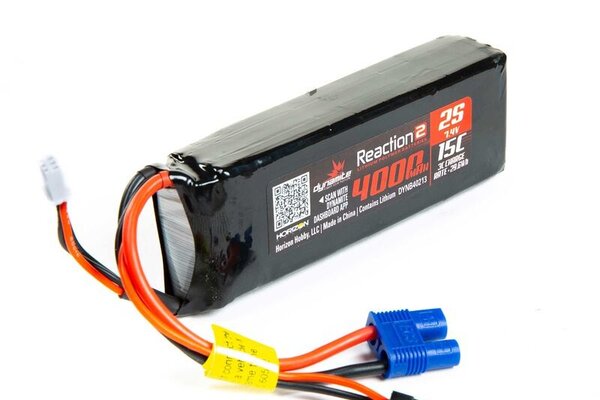 Dynamite DYNB40213 Reaction2 7.4V 4000mAh 2S 15C LiPo RX Pack: DBXL