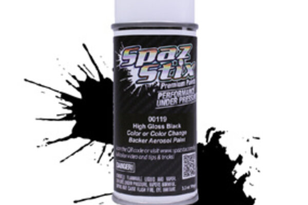 Spaz Stix SZX00119 High Gloss Black/Backer, Aerosol Paint, 3.5oz Can