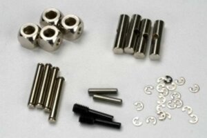 Traxxas 5452  U-joints, driveshaft (carrier (4)/ 4.5mm cross pin (4)/ 3mm cross pin (4)/ e-clips (20)) (metal parts for 2 driveshafts)