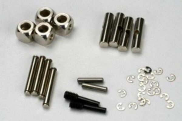 Traxxas 5452  U-joints, driveshaft (carrier (4)/ 4.5mm cross pin (4)/ 3mm cross pin (4)/ e-clips (20)) (metal parts for 2 driveshafts)